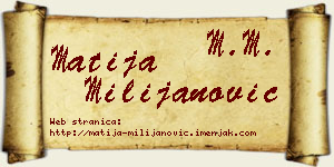 Matija Milijanović vizit kartica